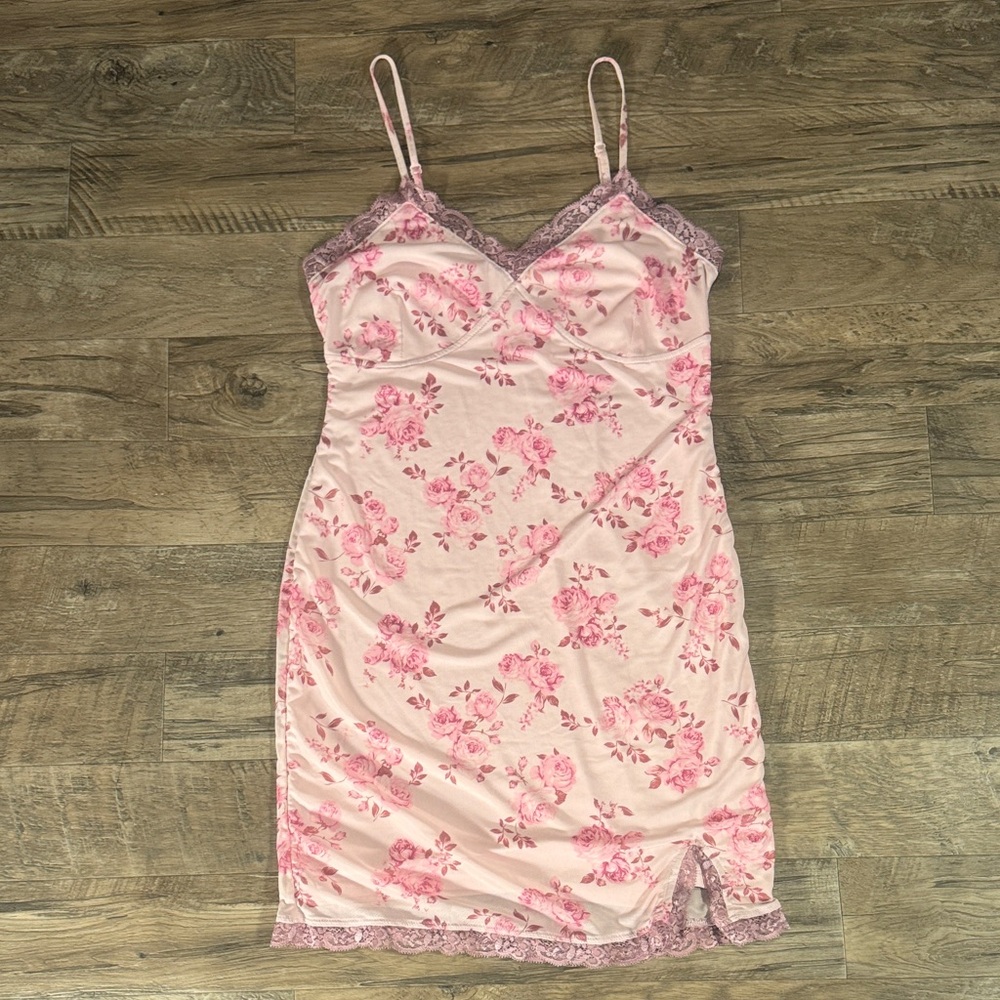 Wild Fable Pink Floral Lace Mini Dress - Size M